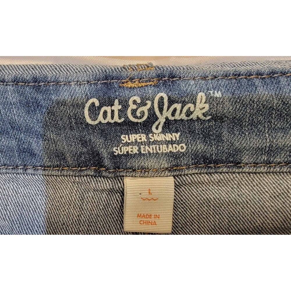 Cat & Jack Girls Super Skinny Denim Overalls Size L 30x26 Stretch - Picture 7 of 7